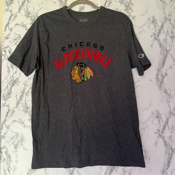Champion Authentic Athleticwear NHL Chicago Blackhawks Tee Size L Heather Gray - Picture 1 of 6